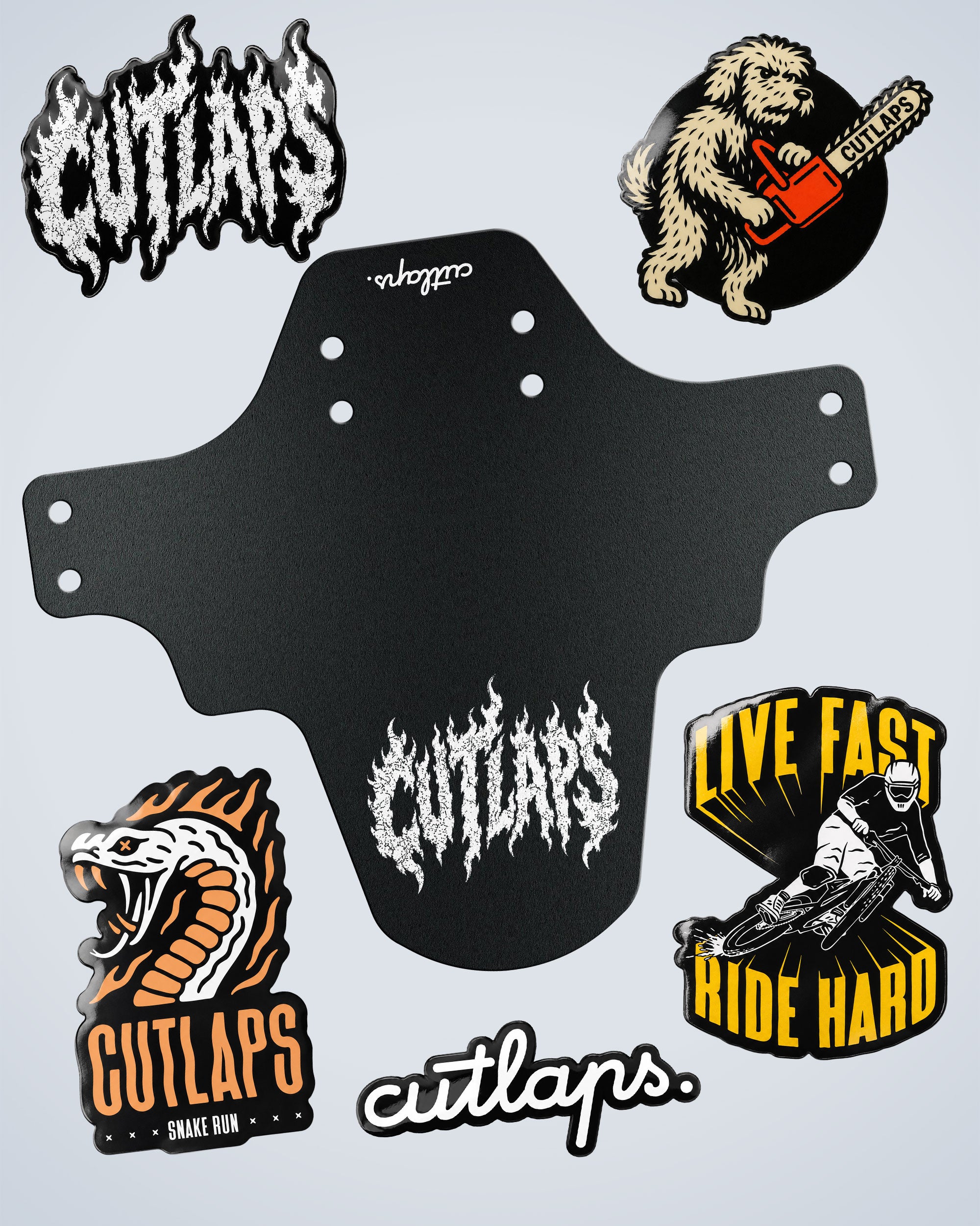 Stickers + Flame Logo Mudguard