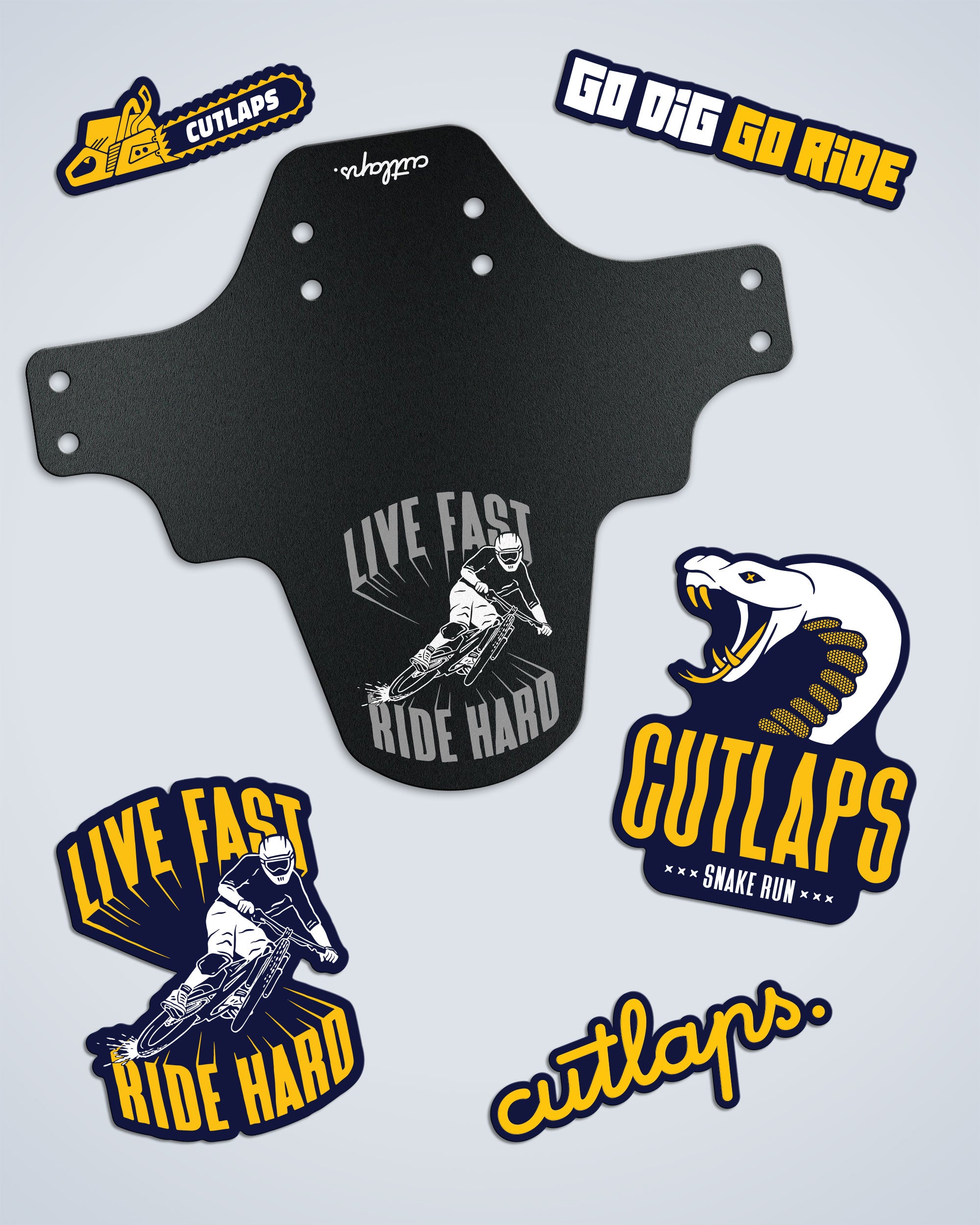 Stickers + Live Fast Mudguard Bundle